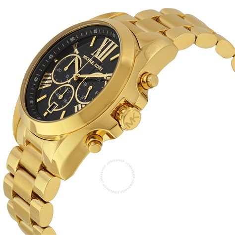 michael kors women's mk5739 bradshaw goldtone chronograph black dial watch|michael kors chronograph mk5739.